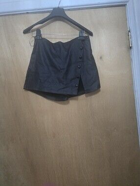 Black Button-Front Mini Skort